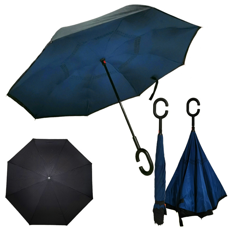 מטריה מתהפכת כחולה