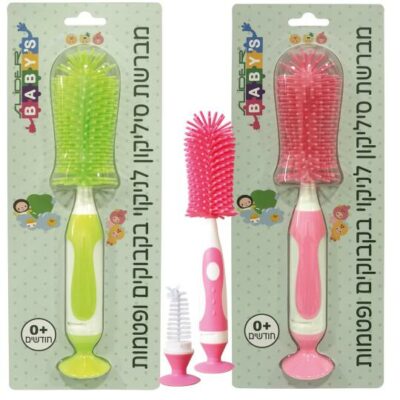 מברשת סיליקון לבקבוקים + מברשת לניקוי פטמות