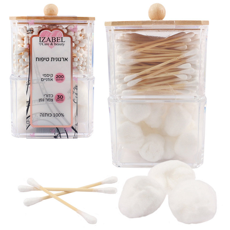 קיסמי אוזניים וכדורי צמר גפן